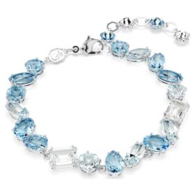Gema-armband met gemengde slijpvormen, blauw, gerhodineerd Gema-armband met gemengde slijpvormen, blauw, gerhodineerd