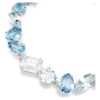 Gema-armband met gemengde slijpvormen, blauw, gerhodineerd