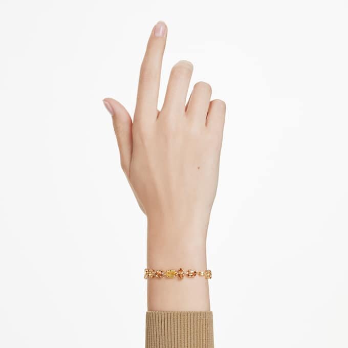 Gema-armband met gemengde slijpvormen, geel, verguld Gema-armband met gemengde slijpvormen, geel, verguld