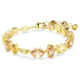 Gema-armband met gemengde slijpvormen, geel, verguld