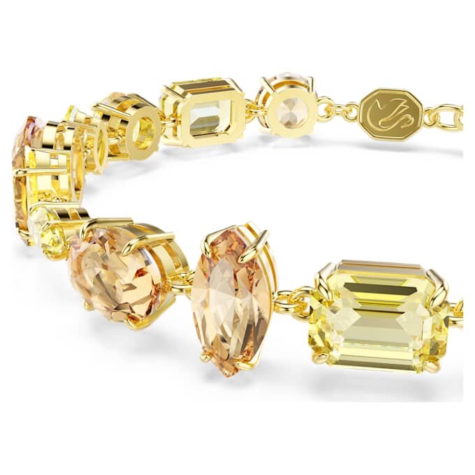 Gema-armband met gemengde slijpvormen, geel, verguld Gema-armband met gemengde slijpvormen, geel, verguld