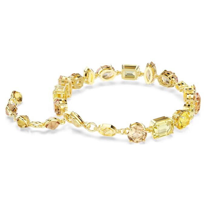 Gema-armband met gemengde slijpvormen, geel, verguld Gema-armband met gemengde slijpvormen, geel, verguld