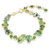 Gema-armband met gemengde slijpvormen, groen, verguld Gema-armband met gemengde slijpvormen, groen, verguld