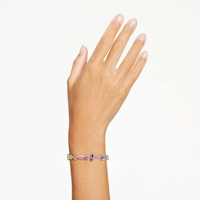 Gema-armband met gemengde slijpvormen, veelkleurig, gerhodineerd Gema-armband met gemengde slijpvormen, veelkleurig, gerhodineerd