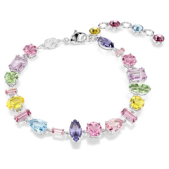 Gema-armband met gemengde slijpvormen, veelkleurig, gerhodineerd Gema-armband met gemengde slijpvormen, veelkleurig, gerhodineerd