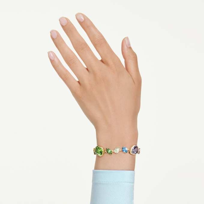 Gema-armband met gemengde slijpvormen, veelkleurig, verguld Gema-armband met gemengde slijpvormen, veelkleurig, verguld