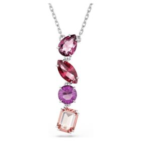 Gema-hanger met gemengde slijpvormen, roze, gerhodineerd