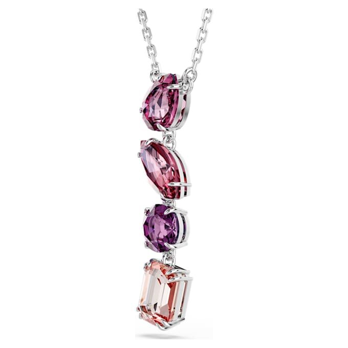 Gema-hanger met gemengde slijpvormen, roze, gerhodineerd Gema-hanger met gemengde slijpvormen, roze, gerhodineerd