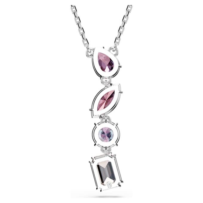 Gema-hanger met gemengde slijpvormen, roze, gerhodineerd Gema-hanger met gemengde slijpvormen, roze, gerhodineerd