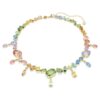 Gema-ketting met gemengde slijpvormen, hangende kristallen, veelkleurig, verguld Gema-ketting met gemengde slijpvormen, hangende kristallen, veelkleurig, verguld