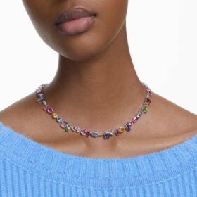 Gema-ketting met gemengde slijpvormen, veelkleurig, gerhodineerd