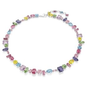 Gema-ketting met gemengde slijpvormen, veelkleurig, gerhodineerd