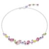 Gema-ketting met gemengde slijpvormen, veelkleurig, gerhodineerd Gema-ketting met gemengde slijpvormen, veelkleurig, gerhodineerd