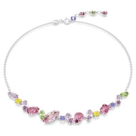 Gema-ketting met gemengde slijpvormen, veelkleurig, gerhodineerd