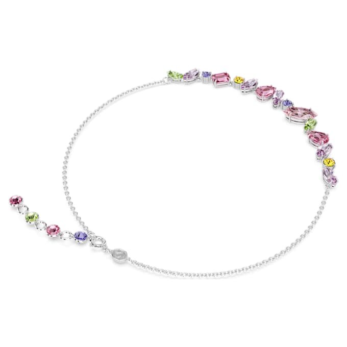 Gema-ketting met gemengde slijpvormen, veelkleurig, gerhodineerd Gema-ketting met gemengde slijpvormen, veelkleurig, gerhodineerd