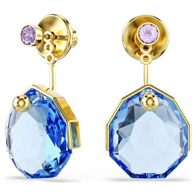 Gema oorbellenhulsjes blauw, verguld Gema oorbellenhulsjes blauw, verguld