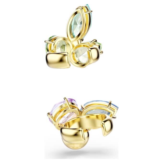 Gema-oorcuffs met asymmetrisch ontwerp, gemengde slijpvormen, veelkleurig, verguld Gema-oorcuffs met asymmetrisch ontwerp, gemengde slijpvormen, veelkleurig, verguld