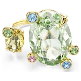 Gema open ring met gemengde slijpvormen, veelkleurig, goudkleurig verguld Gema open ring met gemengde slijpvormen, veelkleurig, goudkleurig verguld