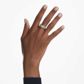 Gema-ring met gemengde slijpvormen, veelkleurig, gerhodineerd Gema-ring met gemengde slijpvormen, veelkleurig, gerhodineerd
