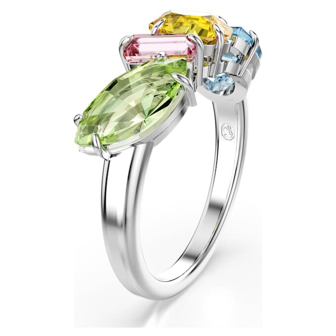 Gema-ring met gemengde slijpvormen, veelkleurig, gerhodineerd Gema-ring met gemengde slijpvormen, veelkleurig, gerhodineerd
