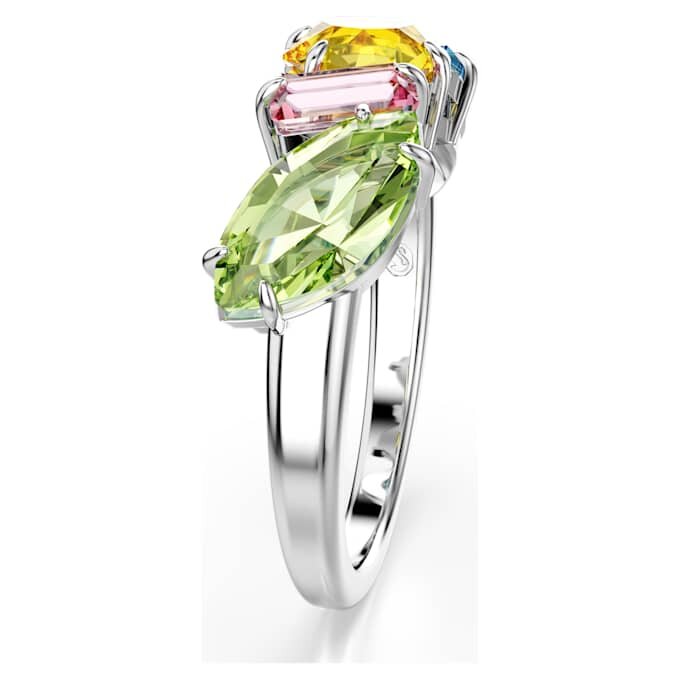 Gema-ring met gemengde slijpvormen, veelkleurig, gerhodineerd Gema-ring met gemengde slijpvormen, veelkleurig, gerhodineerd