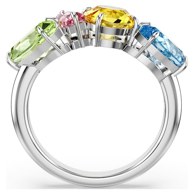 Gema-ring met gemengde slijpvormen, veelkleurig, gerhodineerd Gema-ring met gemengde slijpvormen, veelkleurig, gerhodineerd