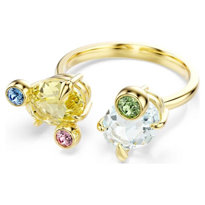 Gema-ringen (3), gemengde slijpvormen, veelkleurig, verguld Gema-ringen (3), gemengde slijpvormen, veelkleurig, verguld