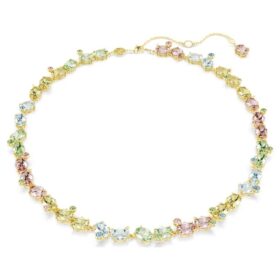 Gema Tennis-ketting met gemengde slijpvormen, veelkleurig, verguld Gema Tennis-ketting met gemengde slijpvormen, veelkleurig, verguld