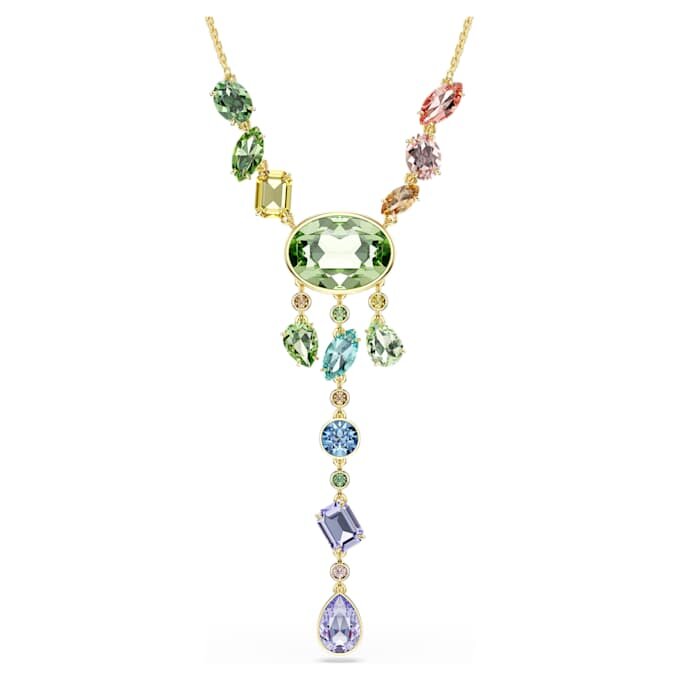 Gema Y-ketting met gemengde slijpvormen, veelkleurig, verguld Gema Y-ketting met gemengde slijpvormen, veelkleurig, verguld