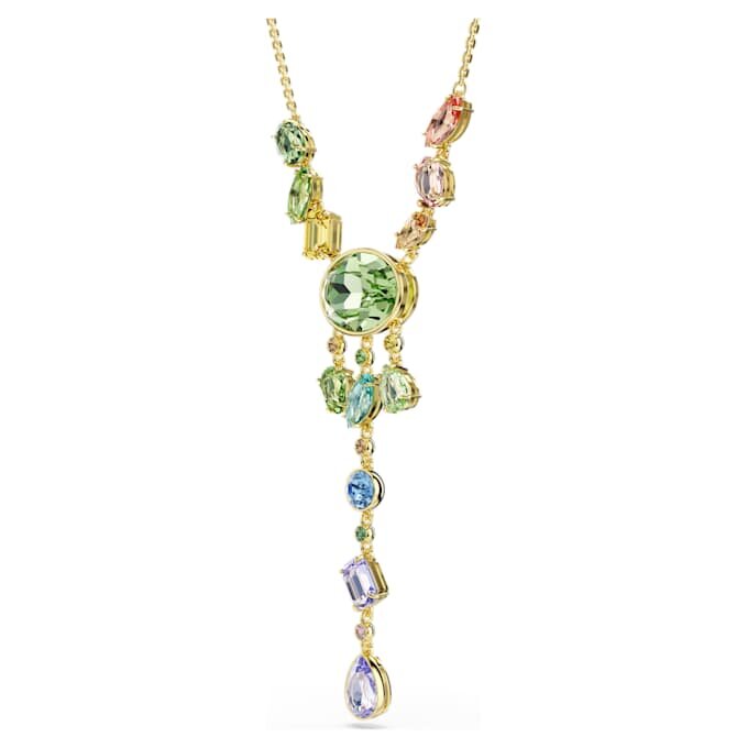 Gema Y-ketting met gemengde slijpvormen, veelkleurig, verguld Gema Y-ketting met gemengde slijpvormen, veelkleurig, verguld