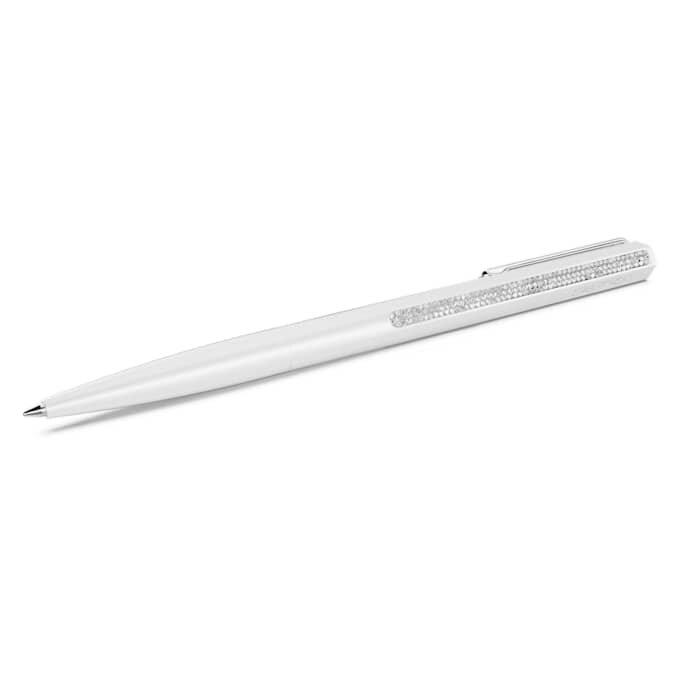 Glanzende balpen, wit gelakt, verchroomd Glanzende balpen, wit gelakt, verchroomd