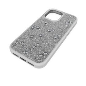 High smartphonehoesje met platte achterkant en kristallen, iPhone® 17, zilverkleurig