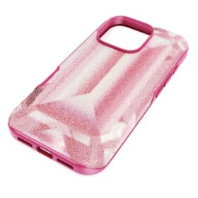 Hoog smartphonehoesje met kristallen printmotief, iPhone® 16 Pro, roze