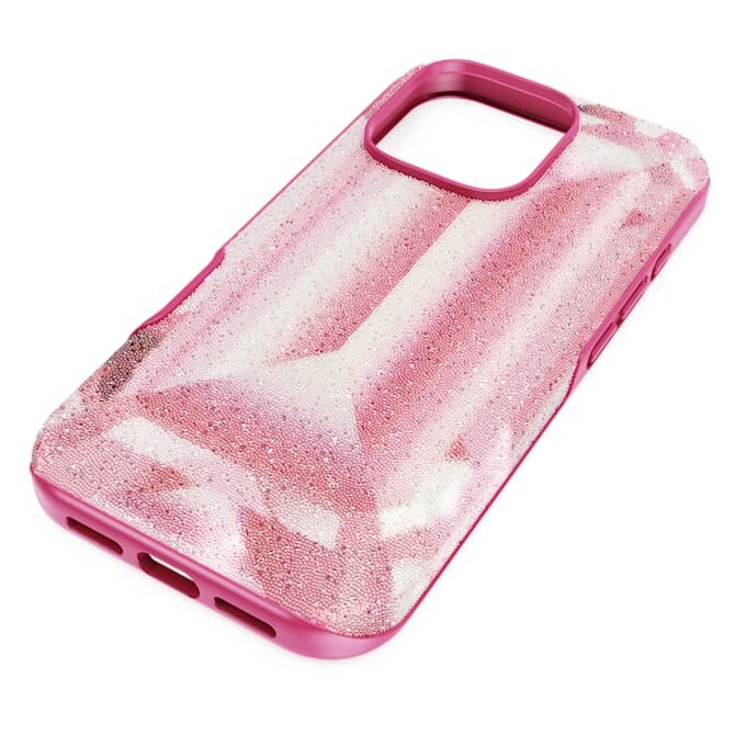 Hoog smartphonehoesje met kristallen printmotief, iPhone® 16 Pro, roze Hoog smartphonehoesje met kristallen printmotief, iPhone® 16 Pro, roze