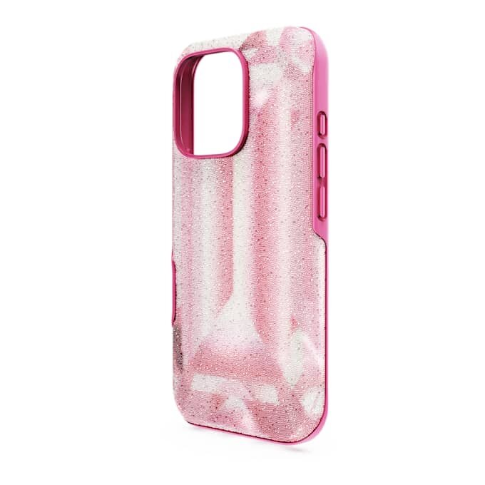 Hoog smartphonehoesje met kristallen printmotief, iPhone® 16 Pro, roze Hoog smartphonehoesje met kristallen printmotief, iPhone® 16 Pro, roze