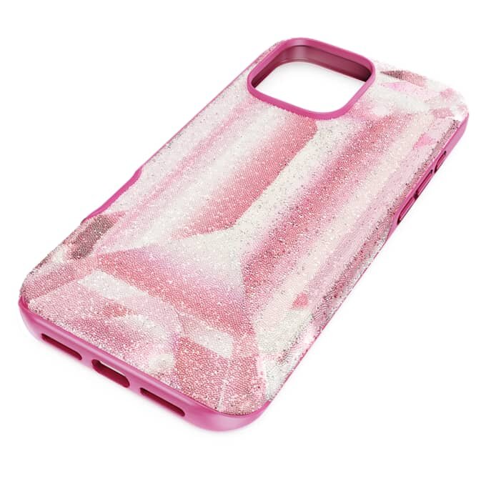 Hoog smartphonehoesje met kristallenprintmotief, iPhone® 16 Pro Max, roze Hoog smartphonehoesje met kristallenprintmotief, iPhone® 16 Pro Max, roze