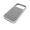 Hoog smartphonehoesje met platte achterkant en kristallen, iPhone® 17 Pro, zilverkleurig