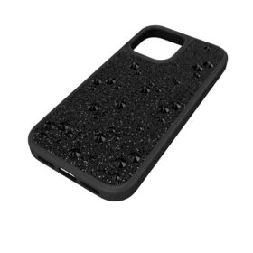 Hoog smartphonehoesje met platte kristallen, iPhone® 17, zwart