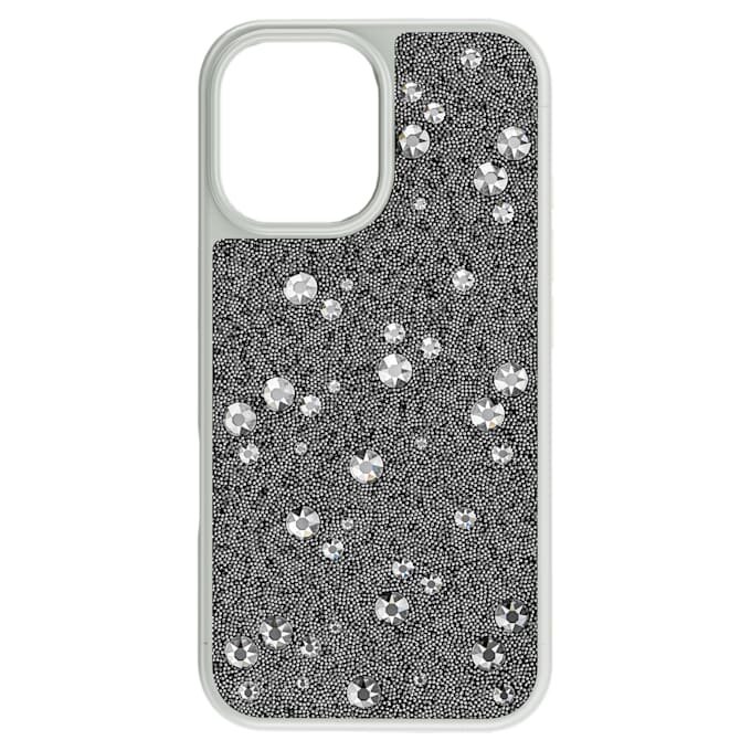 Hoog smartphonehoesje met verspreid patroon, iPhone® 16, zilverkleurig Hoog smartphonehoesje met verspreid patroon, iPhone® 16, zilverkleurig