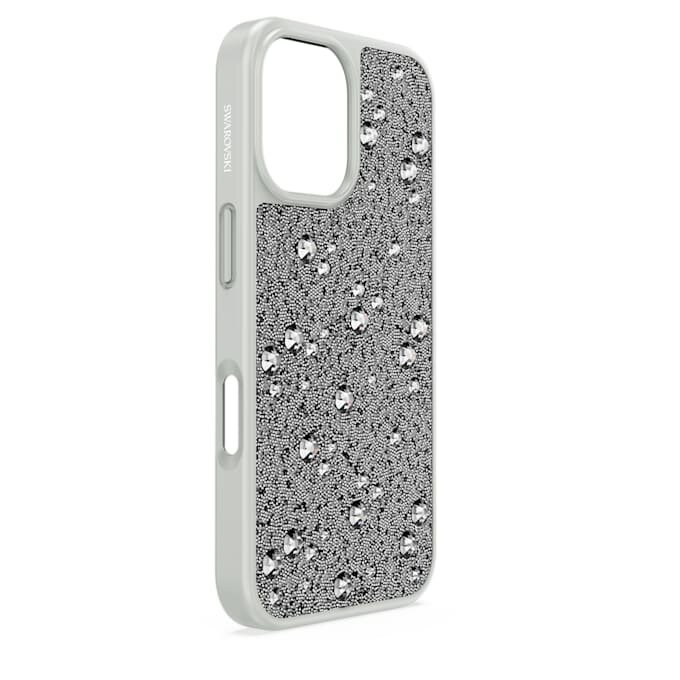 Hoog smartphonehoesje met verspreid patroon, iPhone® 16, zilverkleurig Hoog smartphonehoesje met verspreid patroon, iPhone® 16, zilverkleurig