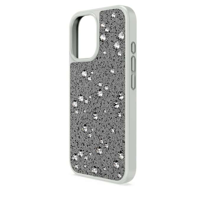 Hoog smartphonehoesje met verspreid patroon, iPhone® 16, zilverkleurig Hoog smartphonehoesje met verspreid patroon, iPhone® 16, zilverkleurig