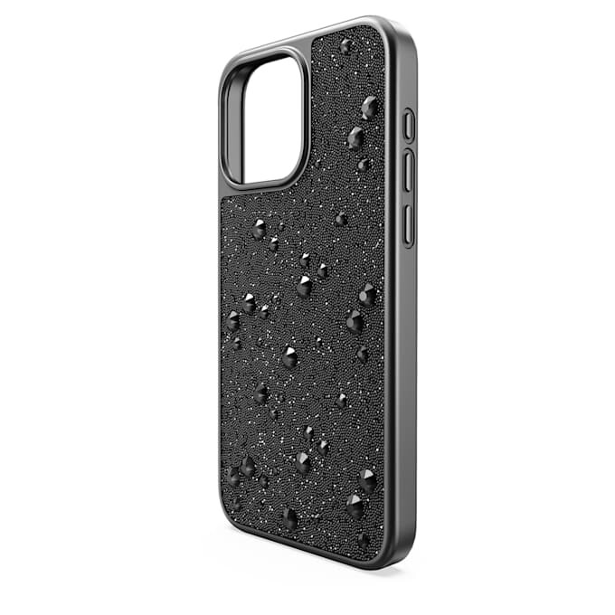 Hoogwaardige smartphonehoes met platte achterkant met kristallen, iPhone® 15 Pro Max, zwart Hoogwaardige smartphonehoes met platte achterkant met kristallen, iPhone® 15 Pro Max, zwart