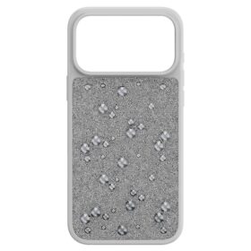 Hoogwaardige smartphonehoes met platte kristallen, iPhone® 17 Pro Max, zilverkleurig
