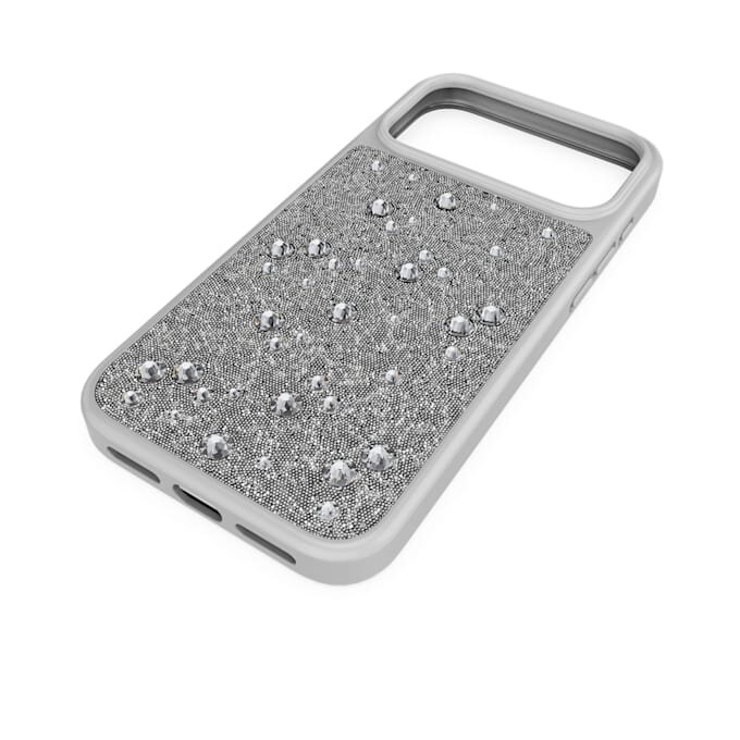 Hoogwaardige smartphonehoes met platte kristallen, iPhone® 17 Pro Max, zilverkleurig Hoogwaardige smartphonehoes met platte kristallen, iPhone® 17 Pro Max, zilverkleurig