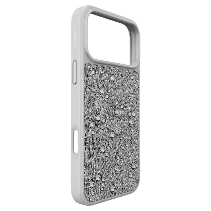 Hoogwaardige smartphonehoes met platte kristallen, iPhone® 17 Pro Max, zilverkleurig Hoogwaardige smartphonehoes met platte kristallen, iPhone® 17 Pro Max, zilverkleurig