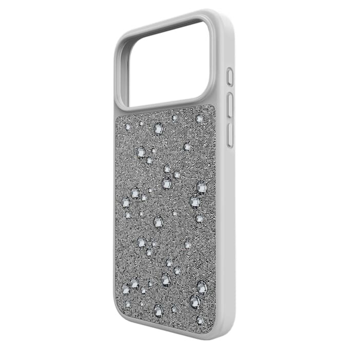 Hoogwaardige smartphonehoes met platte kristallen, iPhone® 17 Pro Max, zilverkleurig Hoogwaardige smartphonehoes met platte kristallen, iPhone® 17 Pro Max, zilverkleurig