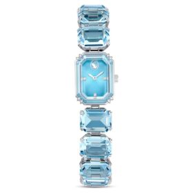 Horloge met achthoekig geslepen armband, blauw, roestvrij staal Horloge met achthoekig geslepen armband, blauw, roestvrij staal