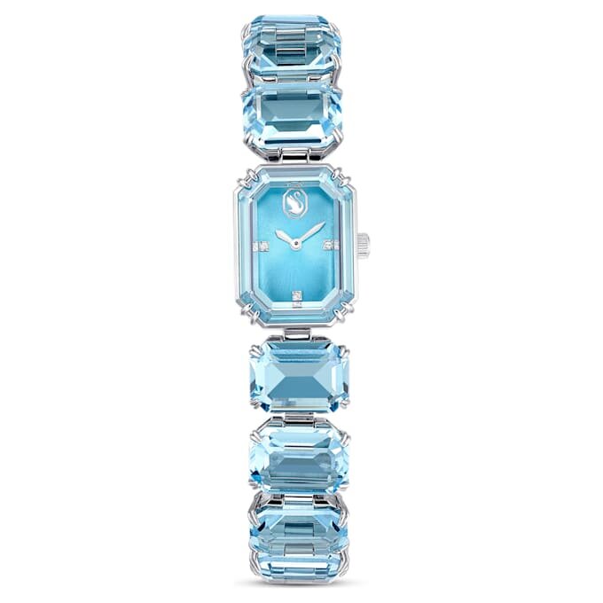 Horloge met achthoekig geslepen armband, blauw, roestvrij staal Horloge met achthoekig geslepen armband, blauw, roestvrij staal