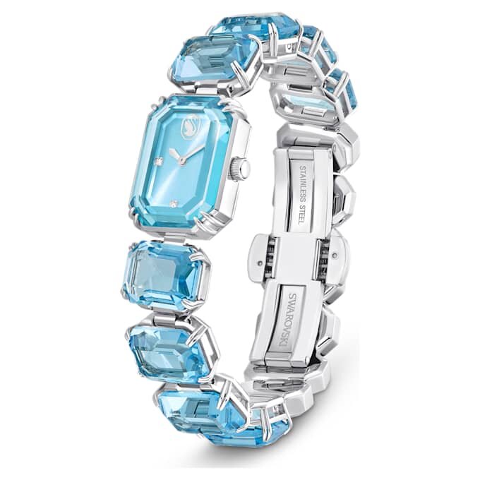 Horloge met achthoekig geslepen armband, blauw, roestvrij staal Horloge met achthoekig geslepen armband, blauw, roestvrij staal