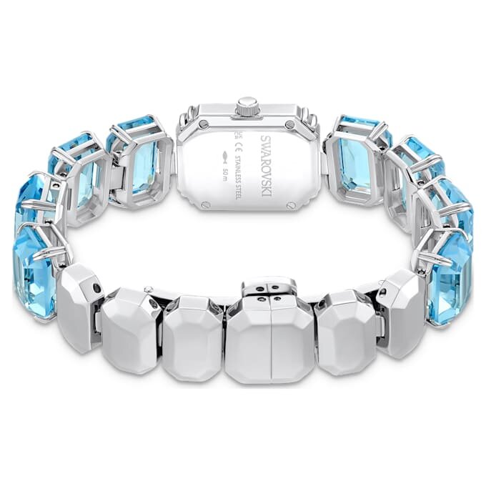 Horloge met achthoekig geslepen armband, blauw, roestvrij staal Horloge met achthoekig geslepen armband, blauw, roestvrij staal
